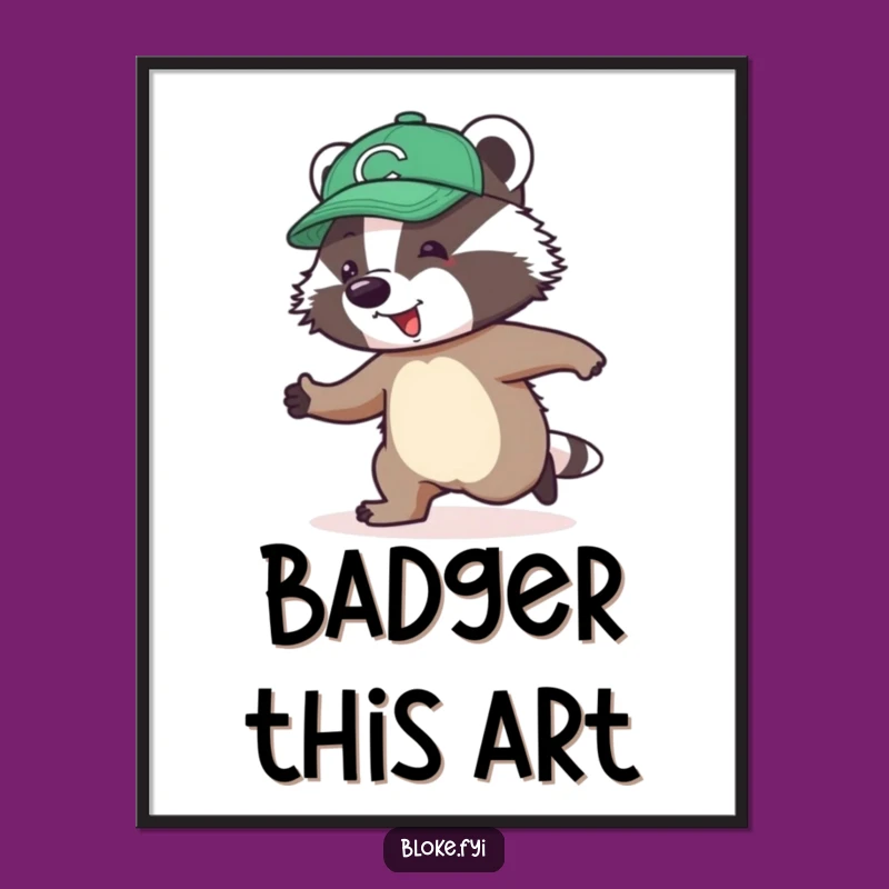 Funny Badger Skipping Digital Art: Jolly Character, Awkward Moves, Instant Gift!