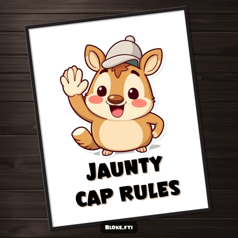 Funny Bloke Animal Digital Art Print: High-resolution artwork of a character giving a smart, jaunty salute with a cap, ready for printing.