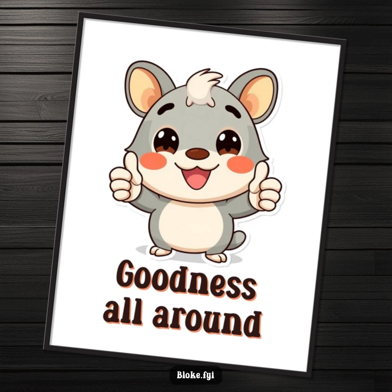 Funny digital art print of a cheerful bloke animal character giving a double thumbs-up with a wide smile, perfect for instant download.