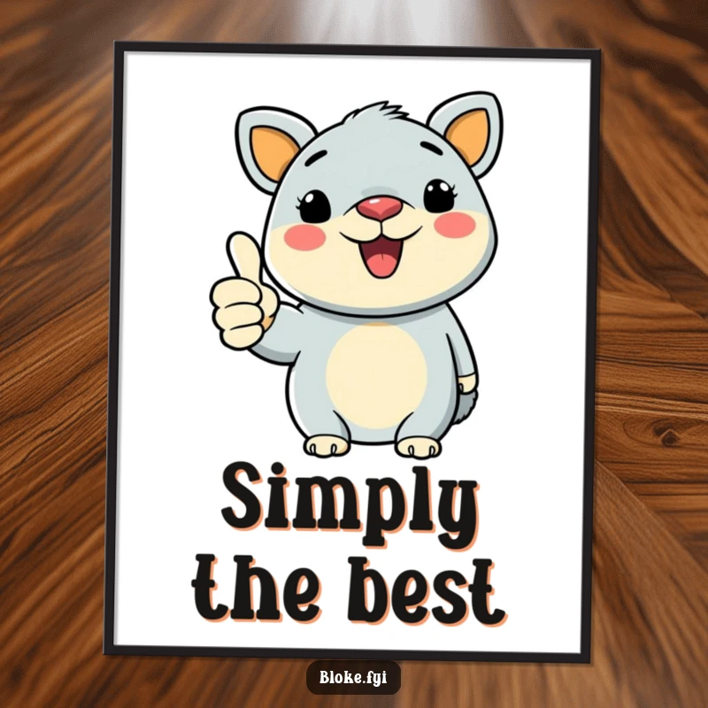 Funny Bold Animal Digital Art Print with distinct lines, giving a hearty thumbs-up, perfect for instant cheerful wall decor.