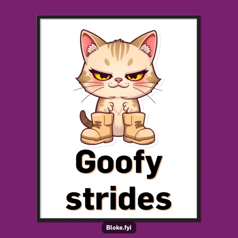 Funny Cat Boots Digital Print: Goofy Feline Fun! The Perfect Funny Gift Download.