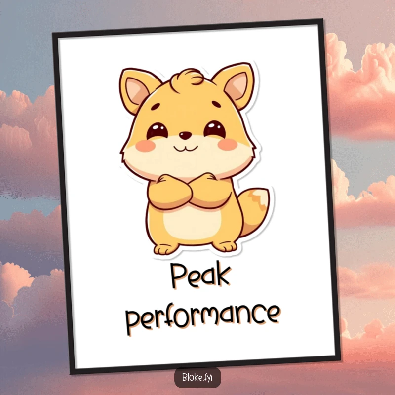 Funny Digital Art Print of a smiling animal with arms crossed, looking forward with confidence, ready to be framed.