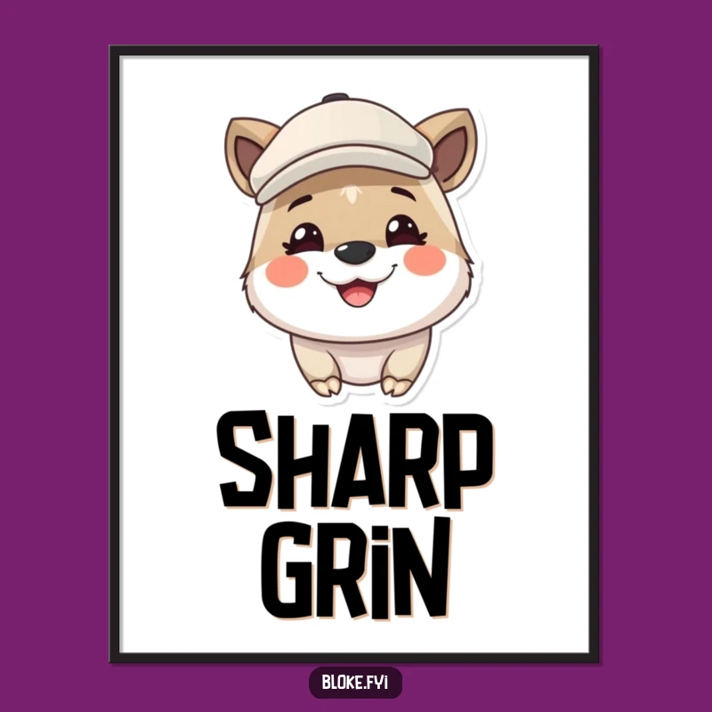 Funny Cute Animal Flat Cap Digital Print - Instant Cheerful Art