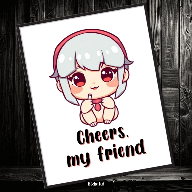 Funny Digital Art: A welcoming character with a warm smile offers a pint, bringing instant cheer and humorous vibes to any room.