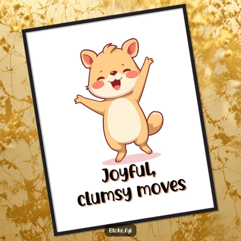 Funny Digital Art: A robust animal performs a hilariously clumsy yet utterly joyful dance, bringing instant cheer and humorous energy.