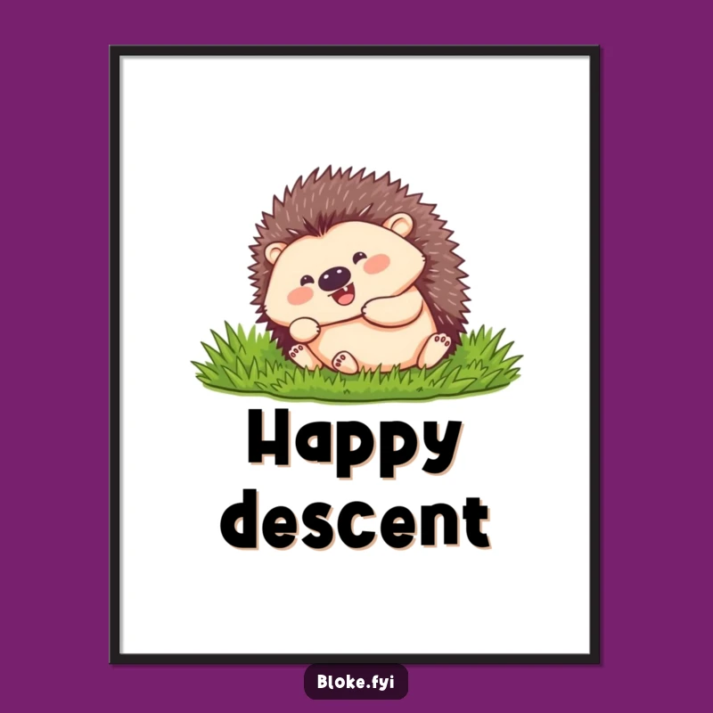 Funny Hedgehog Rolling Digital Print: Joyful Art! The Perfect Funny Gift Download.