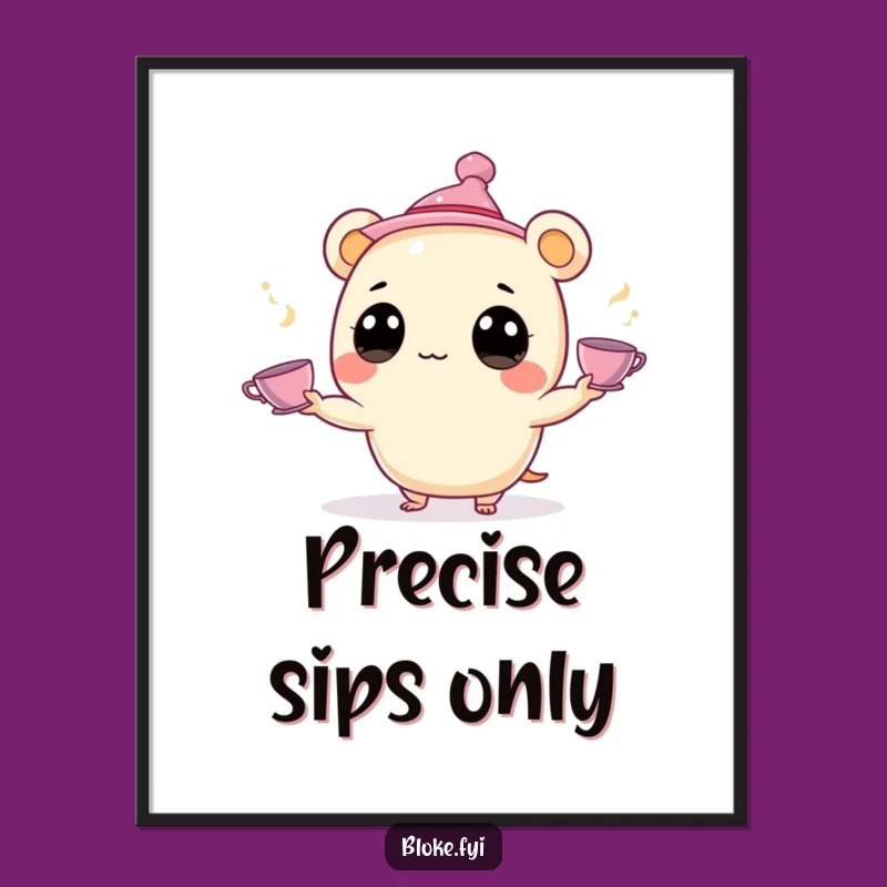 Funny Juggling Creature Digital Art: Whimsical Tea Acrobat, an Instant Funny Gift for Decor