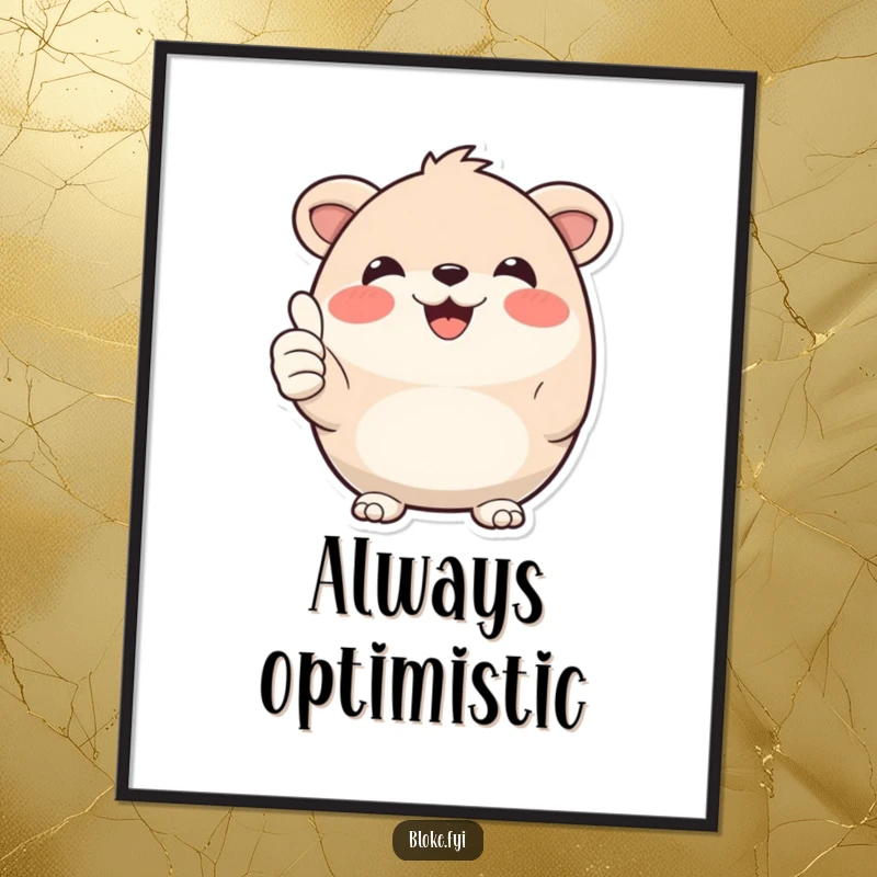 Funny Digital Art Print: A round, happy animal mascot gives a double thumbs-up, radiating positivity and cheer in a downloadable format.