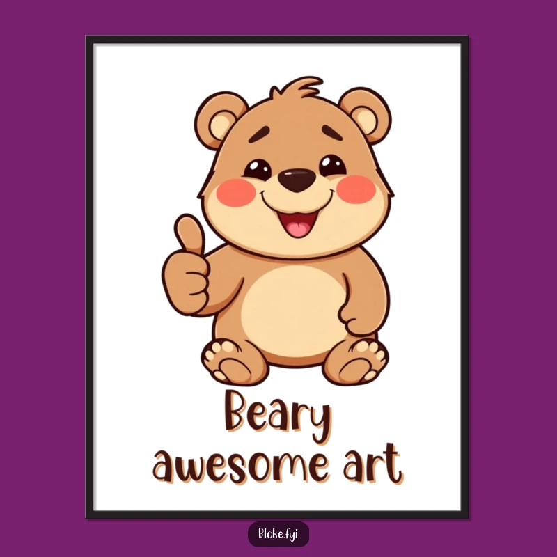 Funny Thumbs Up Bear Digital Art: Cheerful Character, Goofy Instant Gift!