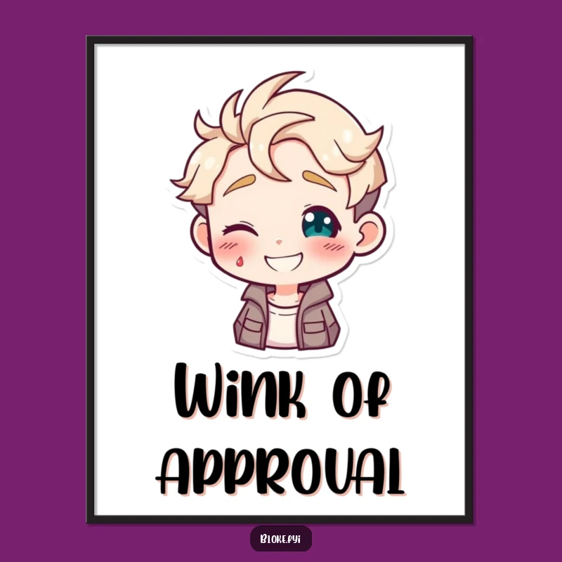 Funny Winking Guy Digital Art, Playful Print for Charming Walls