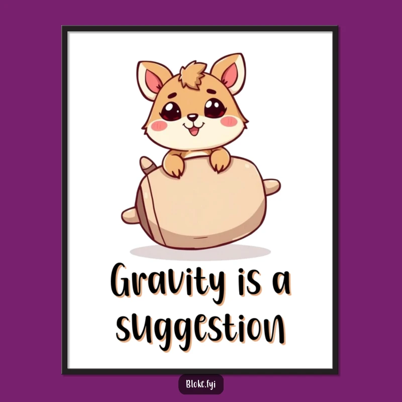 Funny Wobbly Balance Animal Digital Art: Instant Determined Decor