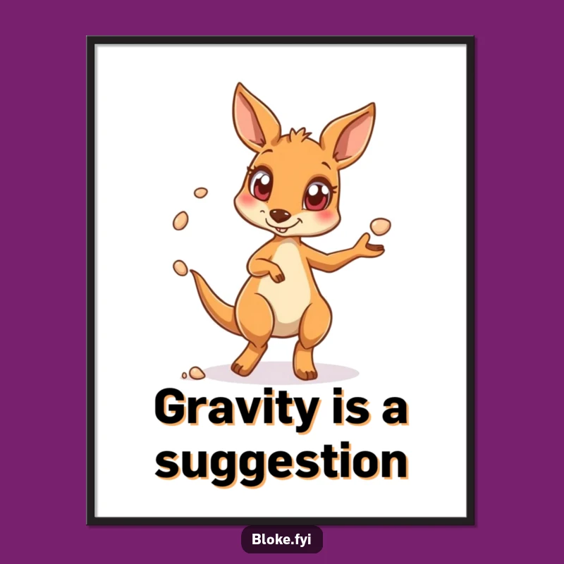 Funny Kangaroo Digital Art, Juggling Design, Hilarious Instant Download for Wall Decor