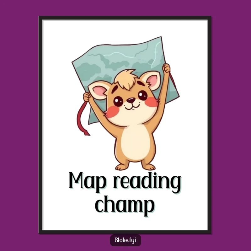 Funny Confused Map Bloke Animal Digital Art - Instant Humorous Decor