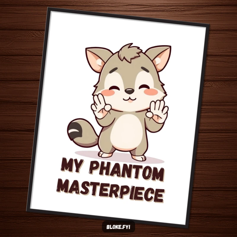 Funny digital art print of a bloke animal character hilariously attempting an awkward high-five with an invisible entity, perfect for witty decor.