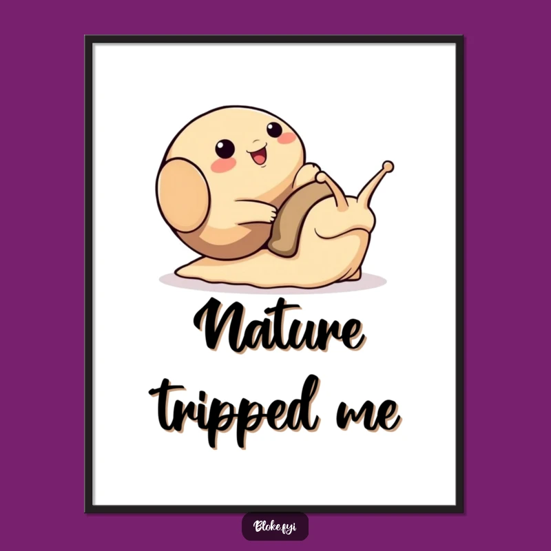 Funny Tripping Snail Bloke Animal Digital Art - Instant Comical Decor