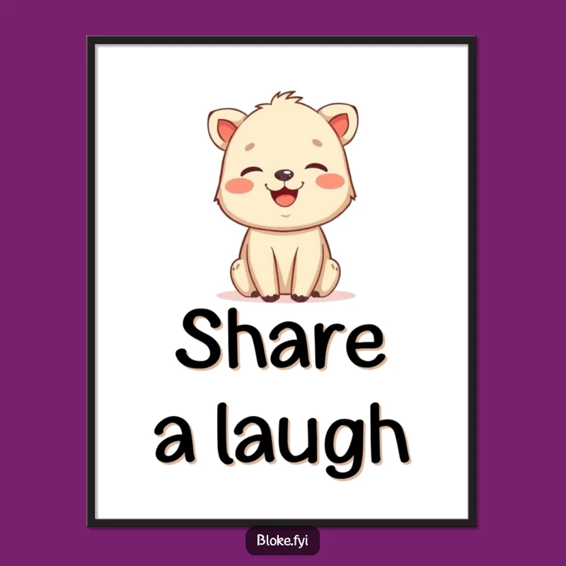 Funny Rough Charm Animal Laugh Digital Art - Friendly Drawn Print