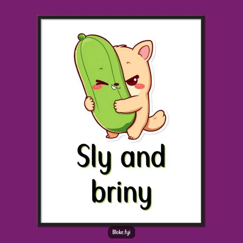 Funny Bloke Pickle Digital Art - Sly Wink Illustration, Instant Quirky Funny Gift