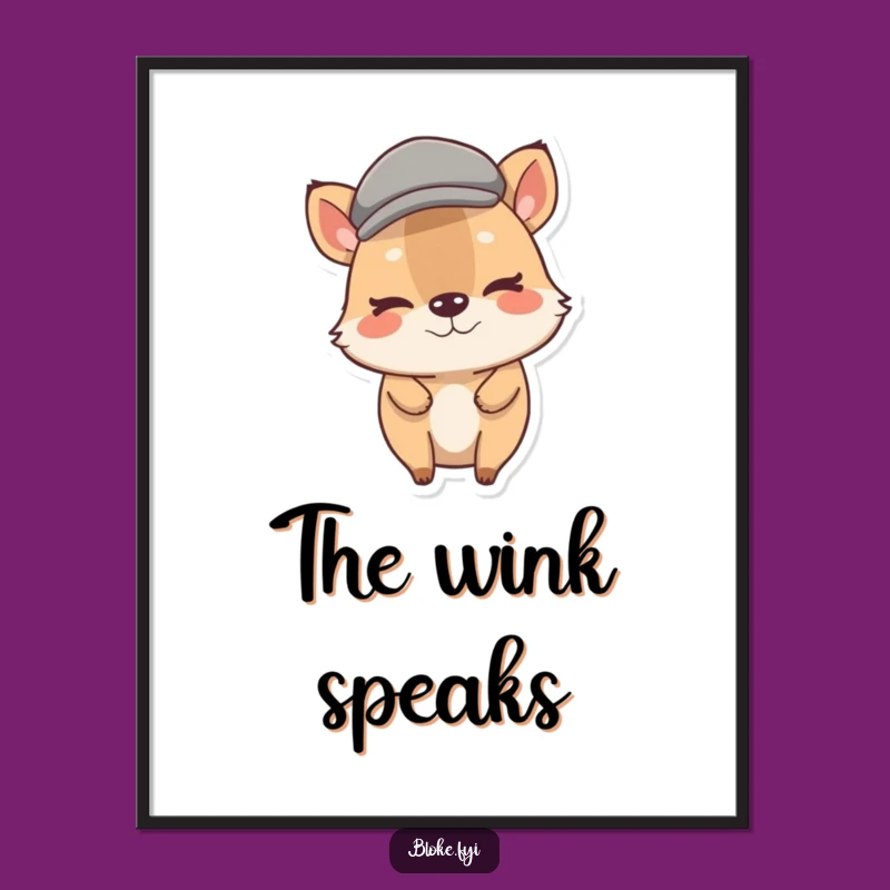 Funny Stout Animal Flat Cap Wink Digital Print: Instant Humor for Your Walls