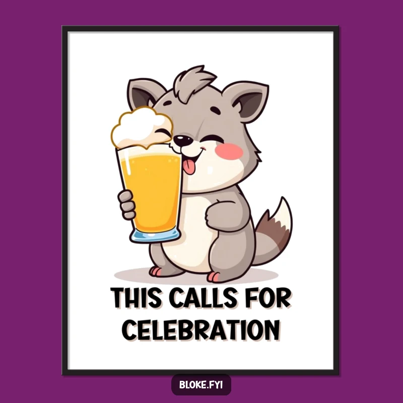 Funny Cheeky Animal Pint Glass Digital Art Print: Instant Cheers and Charm