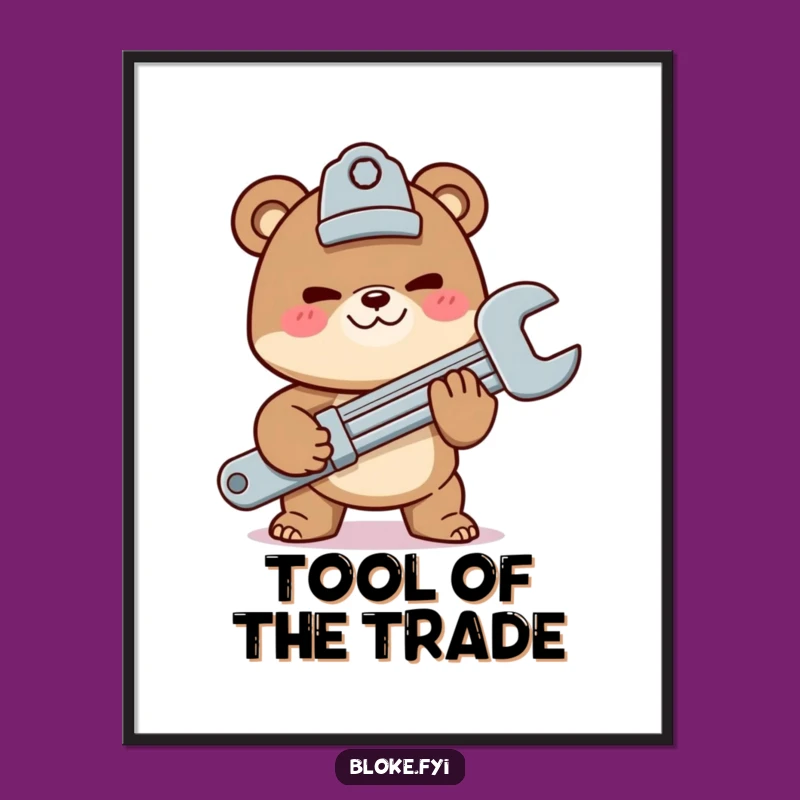 Funny Bear Digital Art - Wrench Offer Instant Download, Mechanic Decor