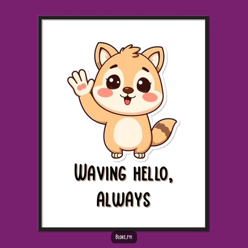 Funny Waving Animal Digital Art: Enthusiastic Print for Humorous Wall Decor