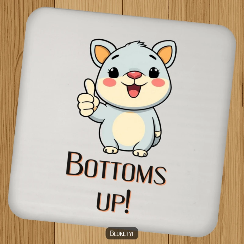 Funny Bold Animal Coaster with distinct lines, giving a hearty thumbs-up, protecting surfaces with cheerful approval.