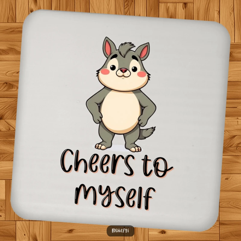 Funny drink coaster with a proud bloke animal character standing tall with chest puffed out, a symbol of confidence for your drinks.