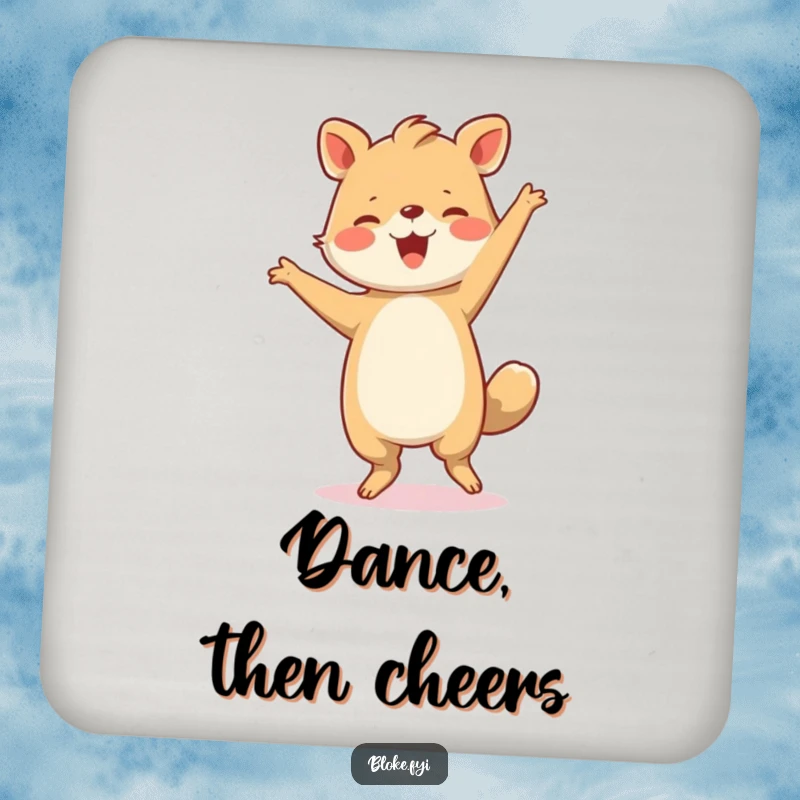 Funny Drink Coaster: A sturdy animal dances with clumsy joy, protecting surfaces with a humorous and spirited touch.
