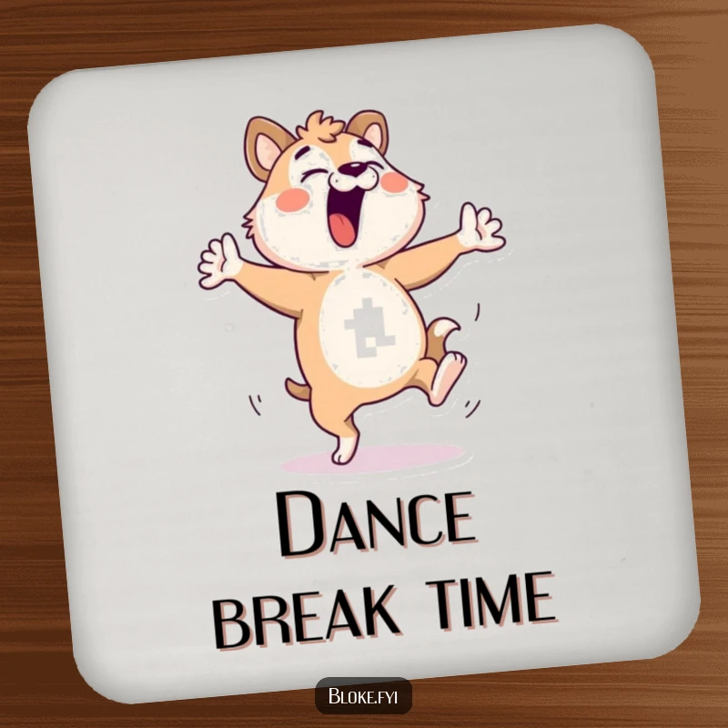 Funny Bloke Animal Drink Coaster: Protective coaster showcasing a character's hilarious dance, preventing spills and adding amusement.
