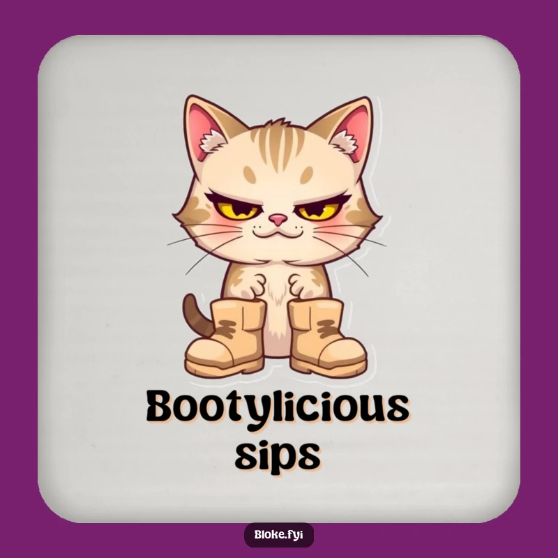 Funny Cat Boots Coaster: Protect Surfaces with Style! A Great Funny Gift.