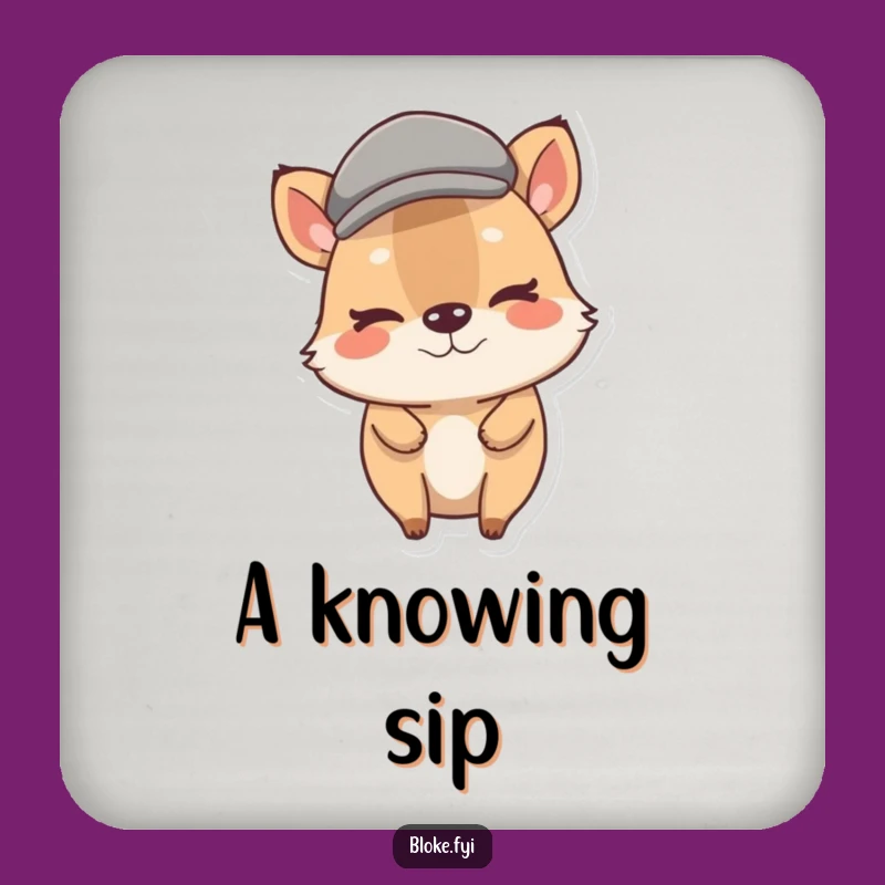 Funny Stout Animal Flat Cap Wink Coaster: Protect Surfaces with Humor