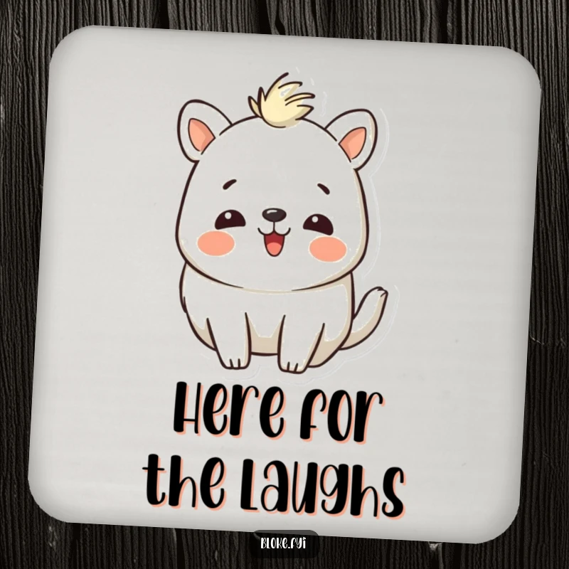 Funny Drink Coaster: A lovable animal with a rough charm is depicted laughing, protecting surfaces with a humorous touch.