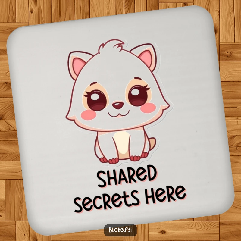 Funny drink coaster featuring a cute animal character with a knowing glance, adding a hint of mystery and humor to surface protection.