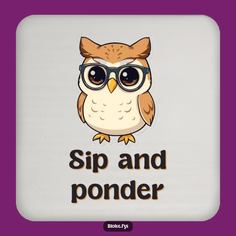 Funny Owl Spectacles Drink Coasters, Wise Table Protection, Intellectual Home Decor