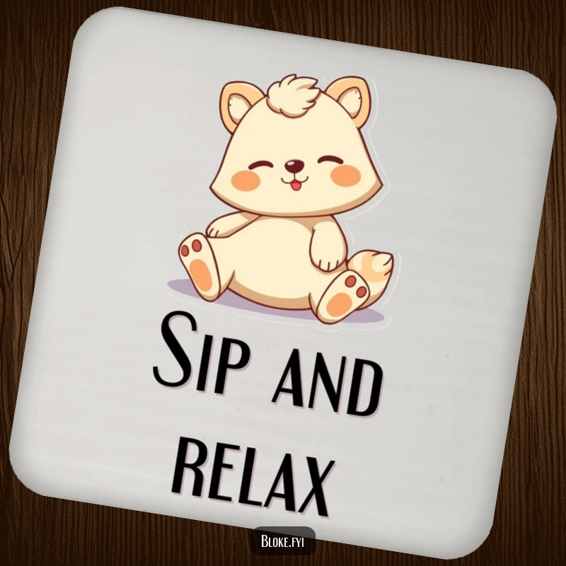 Funny drink coaster featuring a cartoon animal in a casual, lounging pose, adding a humorous and relaxed touch.