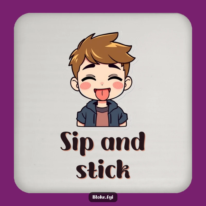 Funny Tongue Out Coaster - Grinning Guy's Cheeky Drink Spot