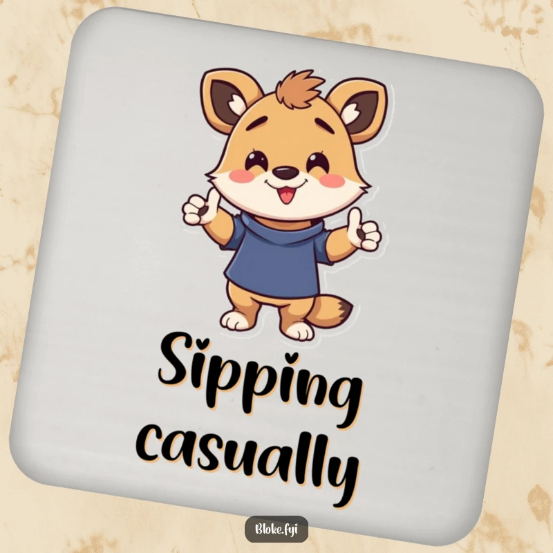 Funny drink coasters showcasing an energetic animal character in a funny, casual pose, providing stylish and humorous surface protection.