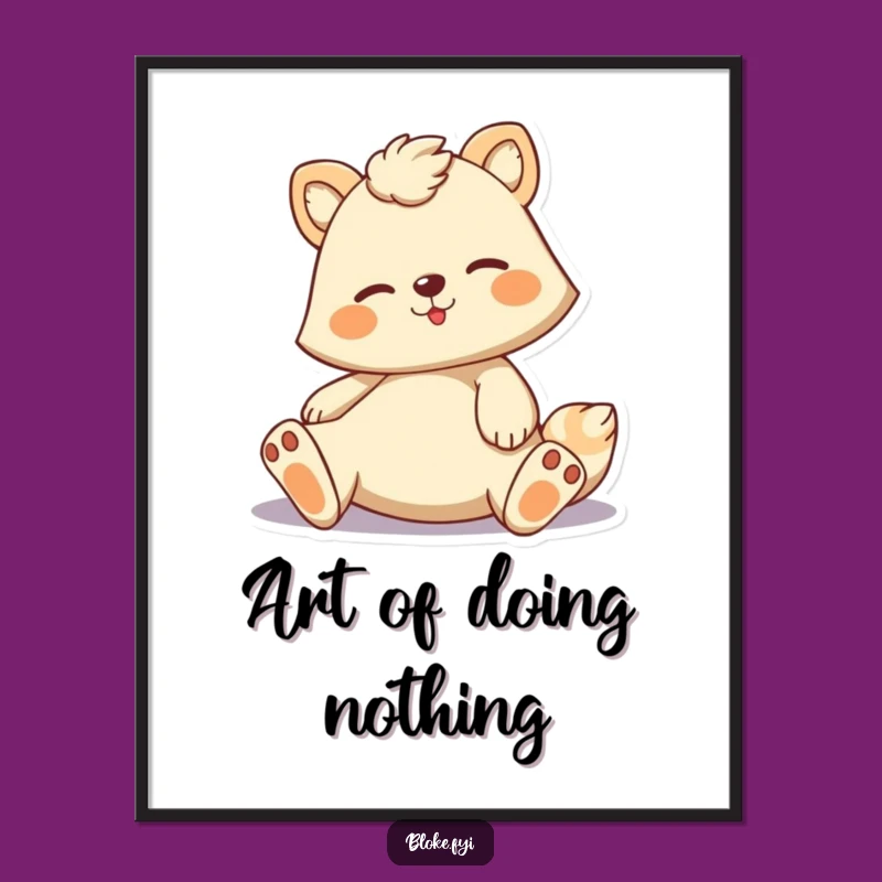 Funny Casual Animal Poster - Relaxed Pose Art, Great Funny Gift Idea