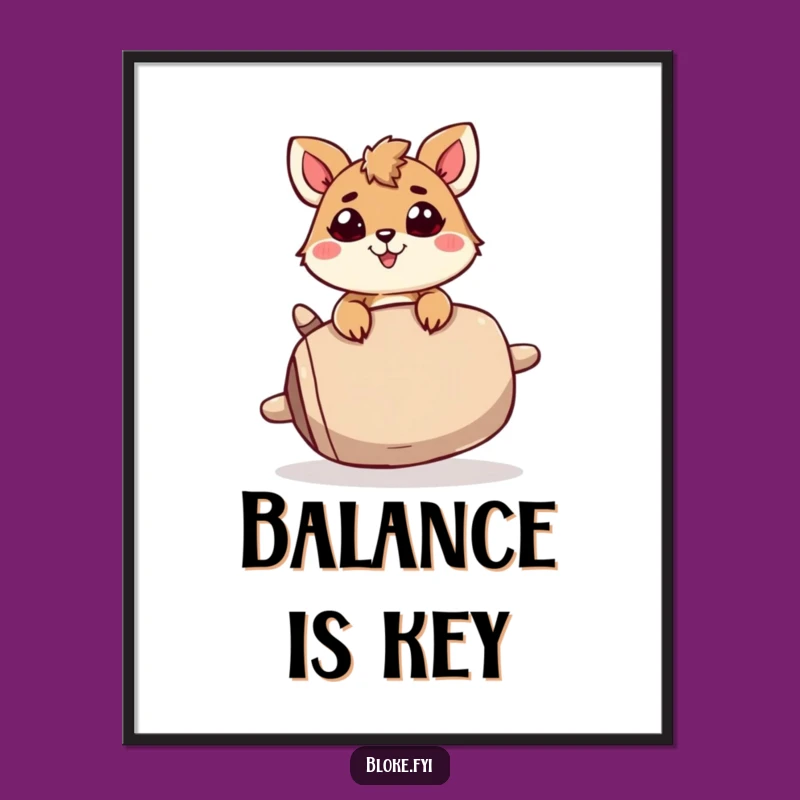 Funny Wobbly Balance Animal Poster: Art That Tackles Life's Challenges