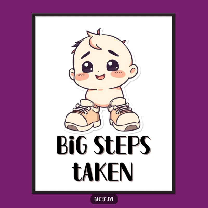 Funny Bewildered Mover Poster: Oversized Shoe Art, a Whimsical Funny Gift for Walls