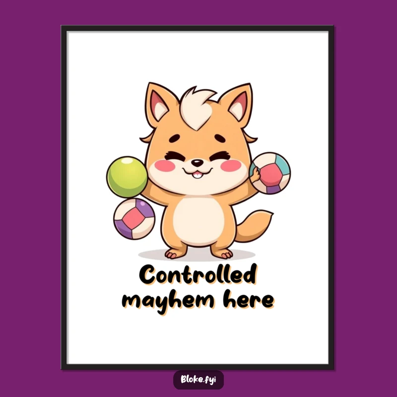 Funny Bloke Animal Juggler Poster - Playful Juggling Art