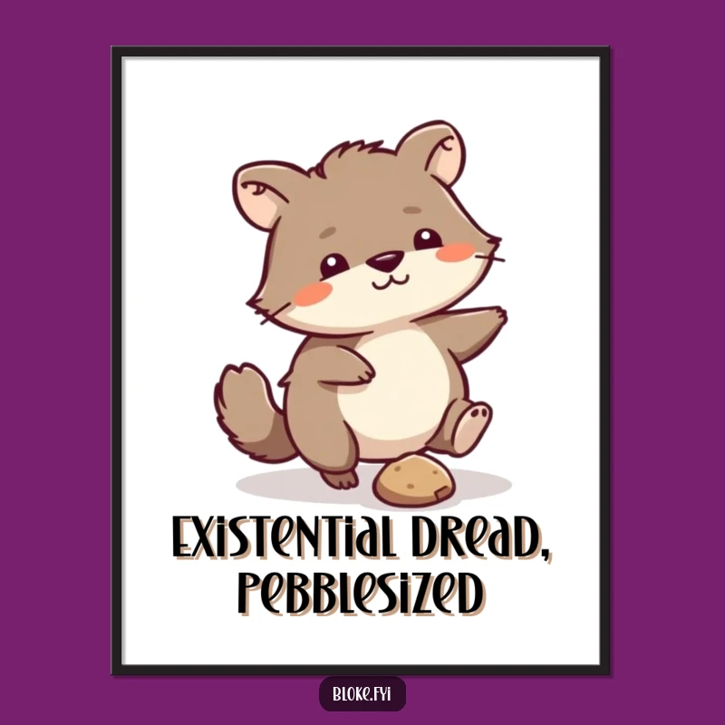 Funny Scruffy Animal Pebble Kicker Poster: Add Relatable Humor to Your Walls