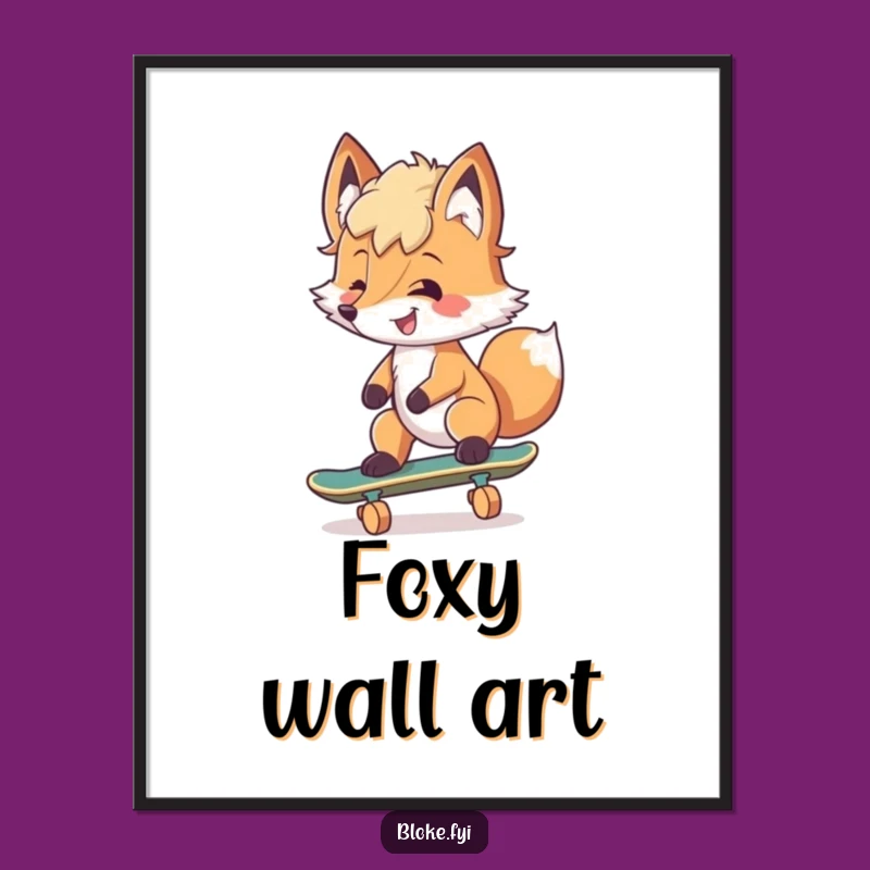 Funny Fox Skater Poster: Cool Art, Tousled Look, Hilarious Gift!