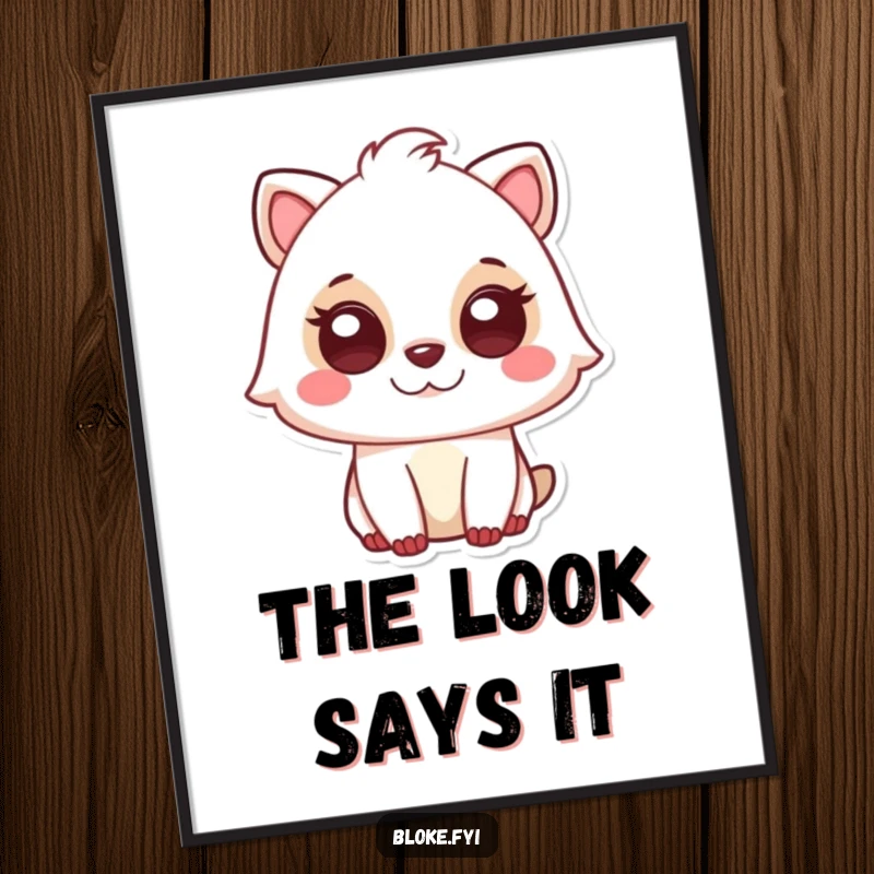 Funny poster of a cute animal character giving a knowing glance, creating an intriguing and humorous focal point for any room.