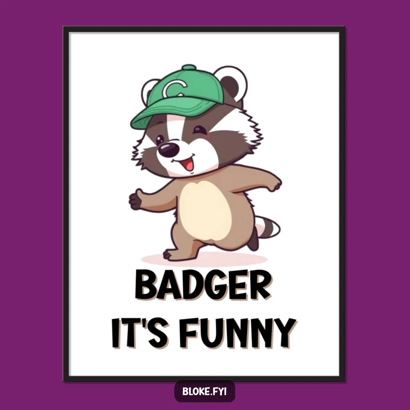 Funny Badger Skipping Poster: Jolly Art, Awkward Moves, Hilarious Gift!