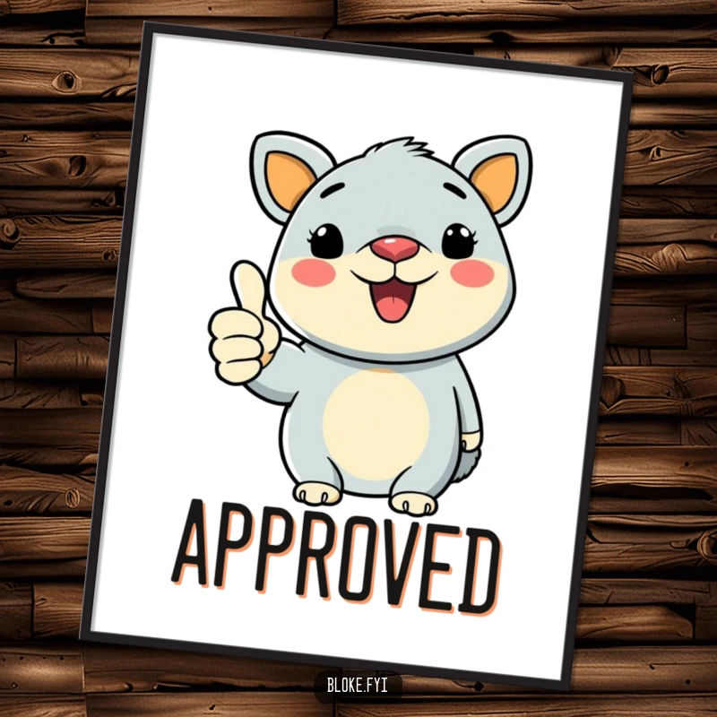 Funny Bold Animal Poster with distinct lines, giving a hearty thumbs-up, ideal for cheerful and positive wall art.