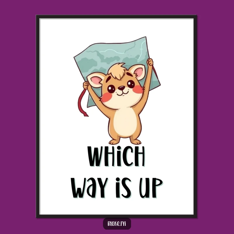 Funny Confused Map Bloke Animal Poster - Hilarious Navigation Art