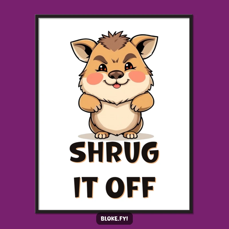 Funny Gruff Animal Shrug Poster: Relatable Art for Your Walls