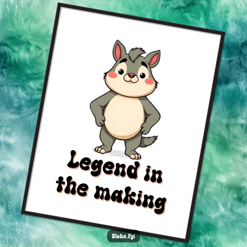 Funny poster print of a proud bloke animal character standing tall with chest puffed out, embodying confidence and self-esteem.