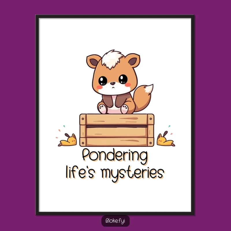 Funny Thoughtful Animal Poster - Art Print of a Pondering Creature, Great Funny Gift Idea